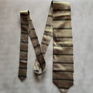 Versani Italy 100% Silk Tie Gold Black Mens Stripe Office Work Event Business